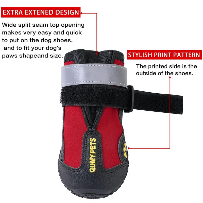 QUMY Dog Shoes for Large Dogs, Medium Dog Boots & Paw Protectors for Winter Snowy Day, Summer Hot Pavement, Water-Resistant in Rainy Weather, Outdoor Walking, Indoor Hardfloors Skid-Resistant Sole - Image 3